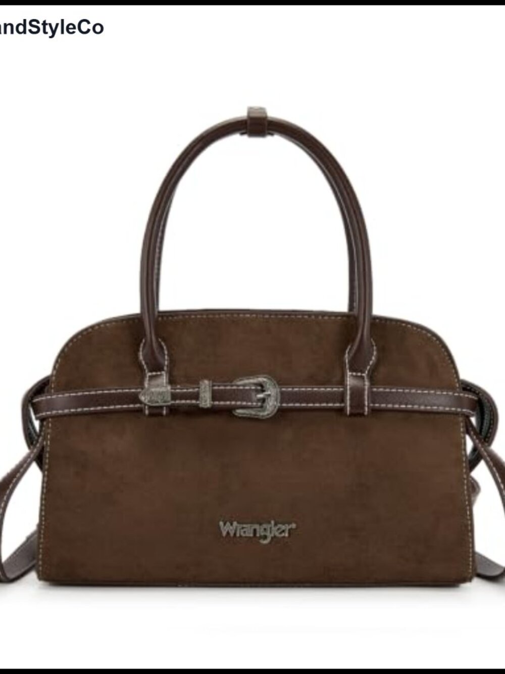 Faux Suede Satchel Crossbody Bag Western Buckle Top Handle Purse